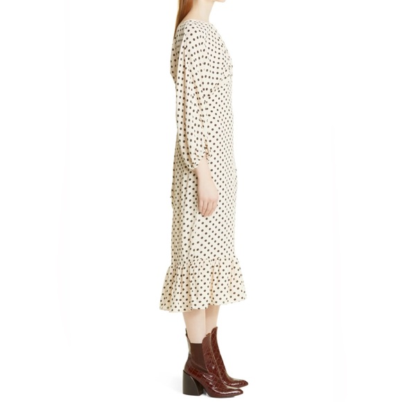 NWT TiMo Polka Dot Bubble Crepe Midi Dress - Picture 2 of 16